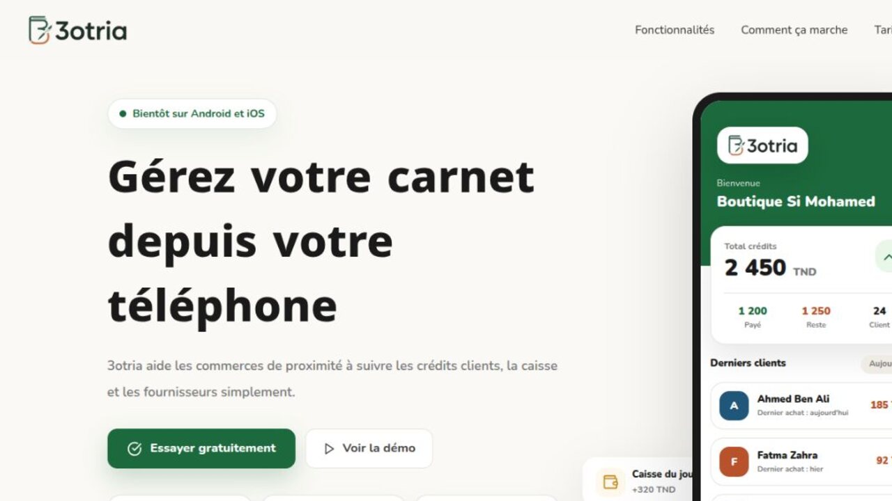 The carnet: live credit, today’s till and the client list a shop actually reads.